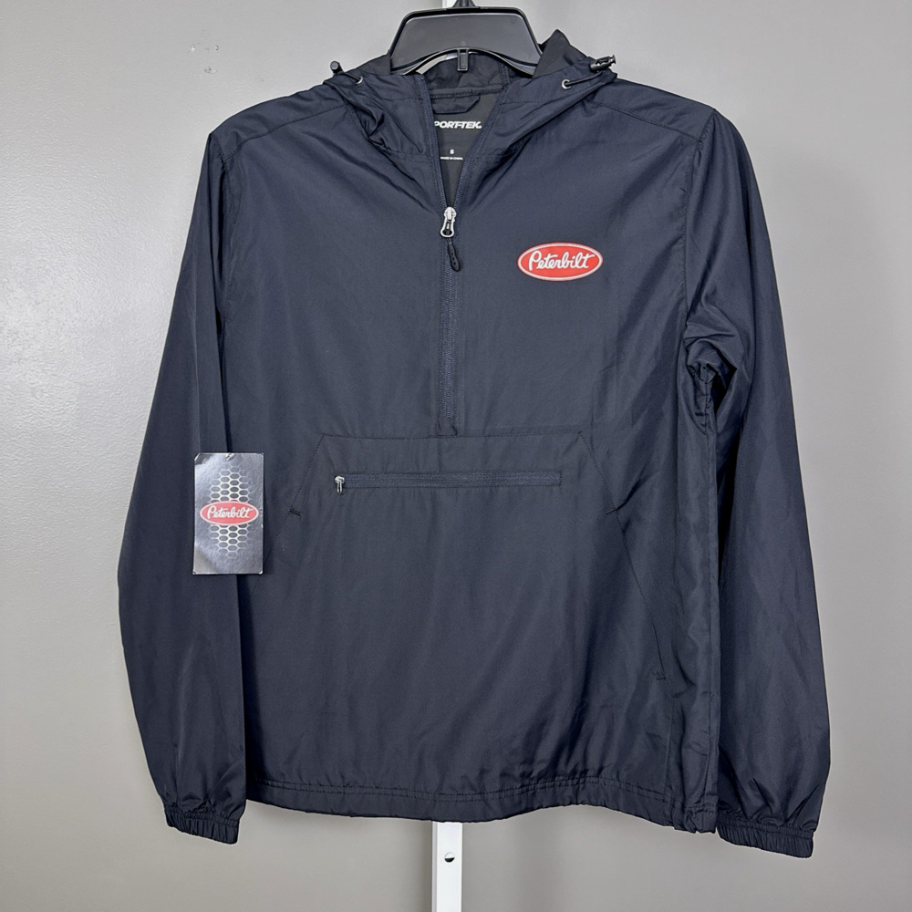 Peterbilt Packable Anorak Jacket Men's Small Black Lightweight Windbreaker NWT